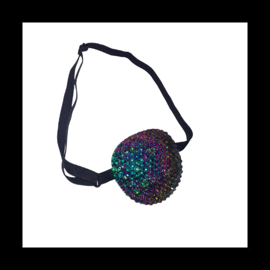Green Flame Padded Adjustable Crystal Eye Patch