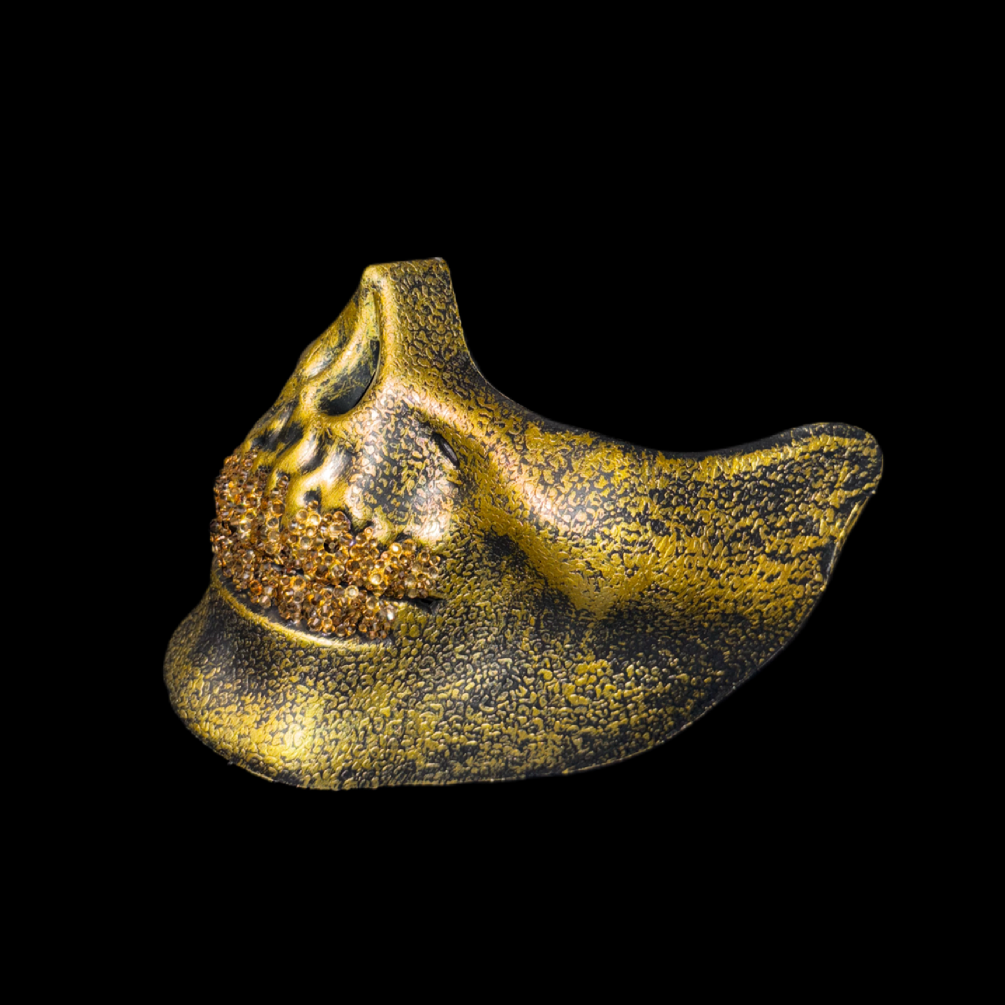 Vintage Gold Half Skull Mask With Platinum Gold Crystal Grillz