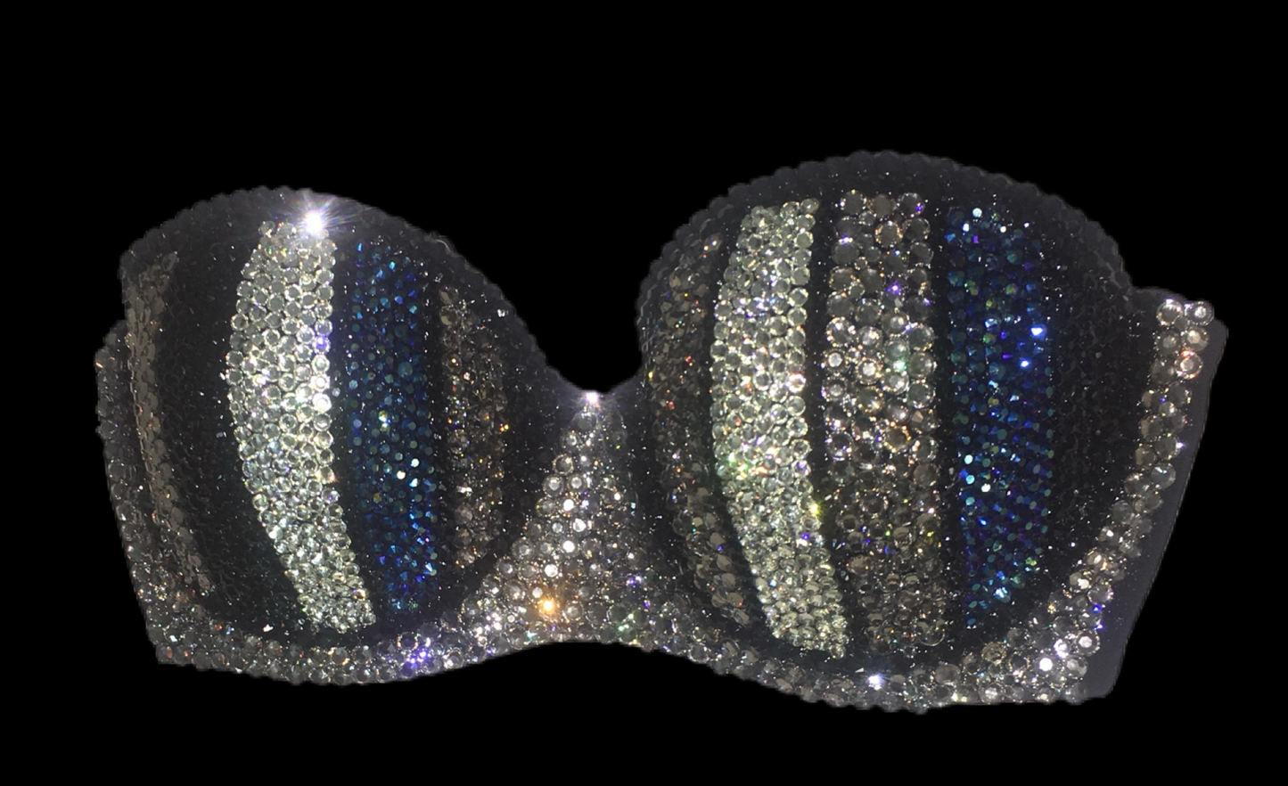 Black Mix Diamond Luxe Crystal Pinstripe Strapless Bra In Black
