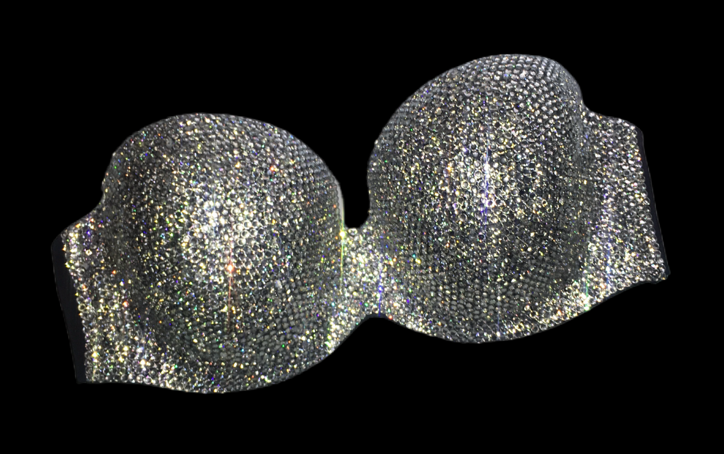 Luxe Crystal Diamond Strapless Bralet In Black