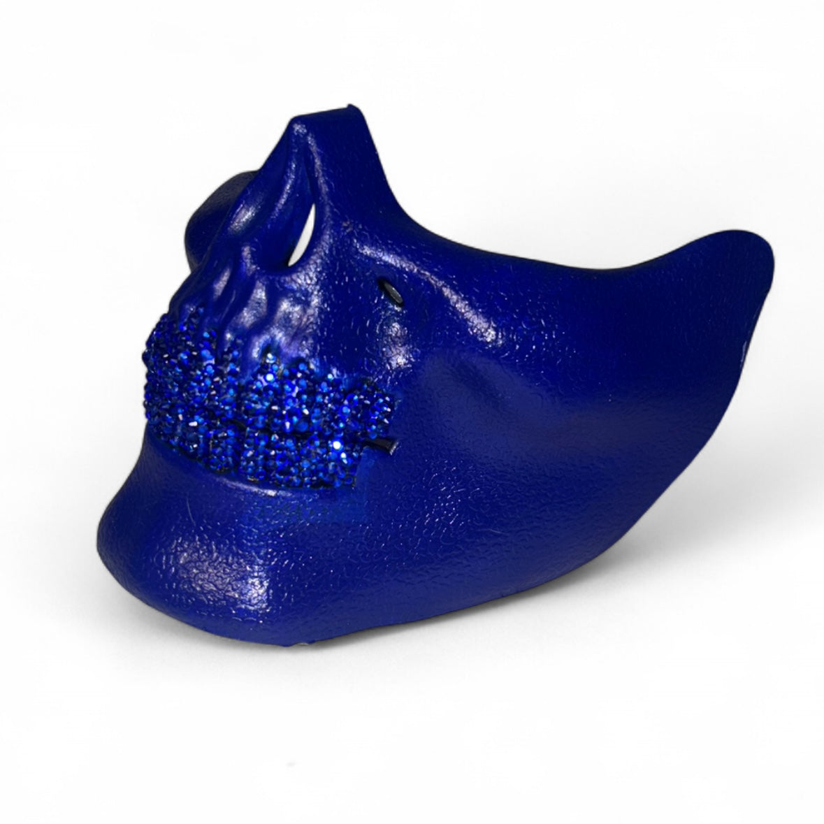 Blue Half Skull Mask With Sapphire Blue Crystal Grillzzzz