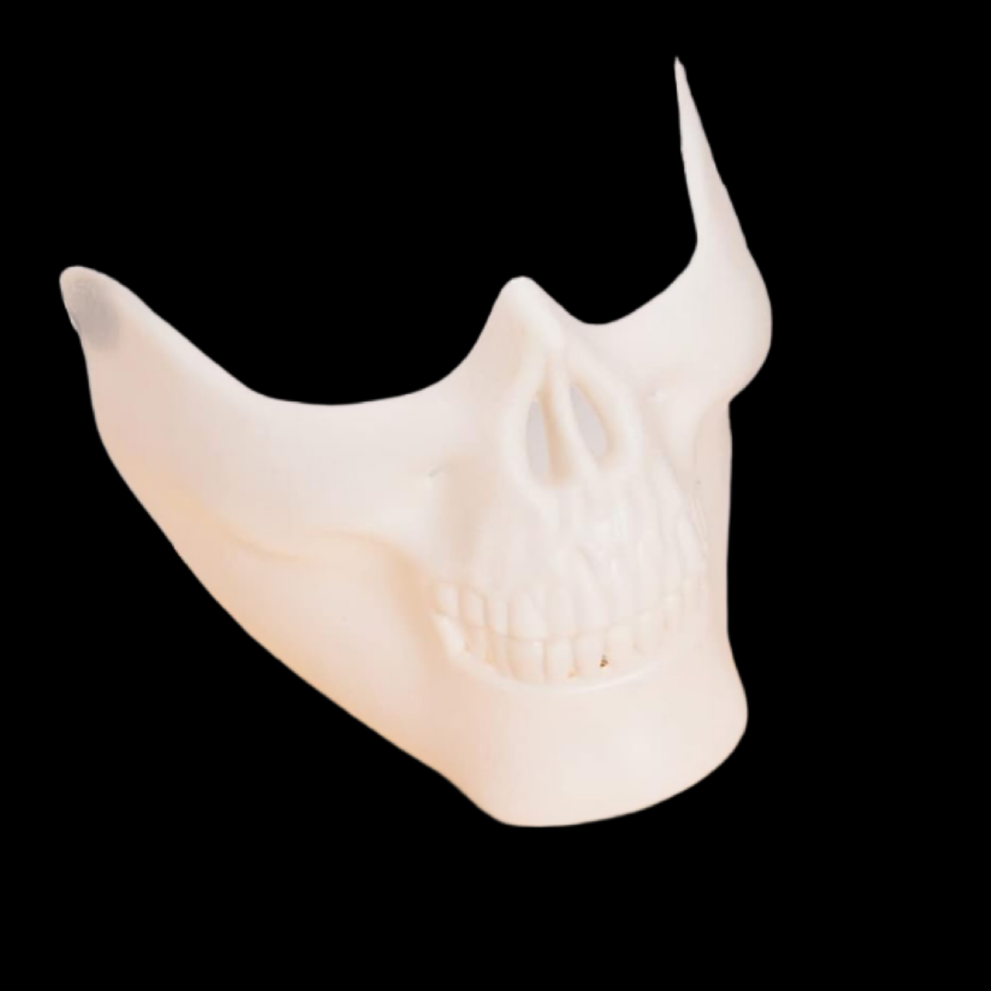 Black Half Skull Mask With Platinum Silver Crystal Grillz