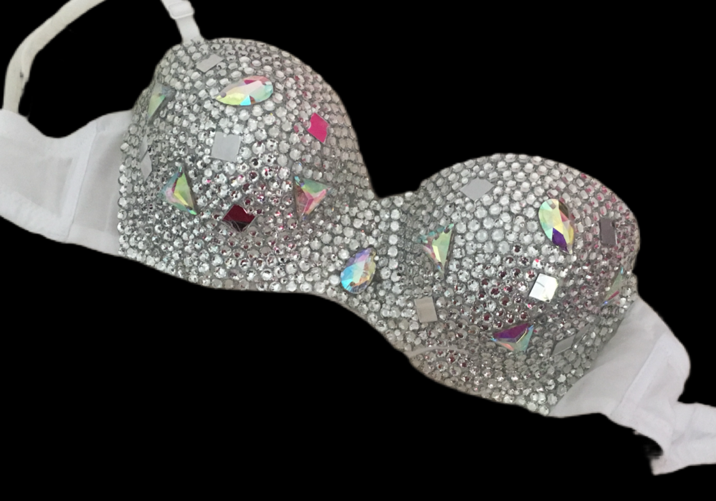 Crystal Diamond & AB Strapless Bralet In White