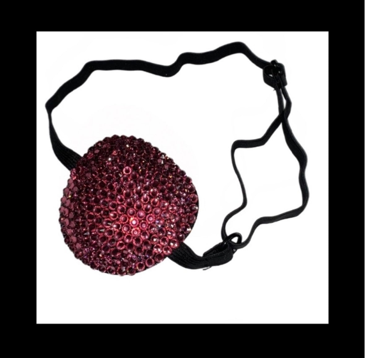 Rose Pink Padded Adjustable Crystal Eye Patch