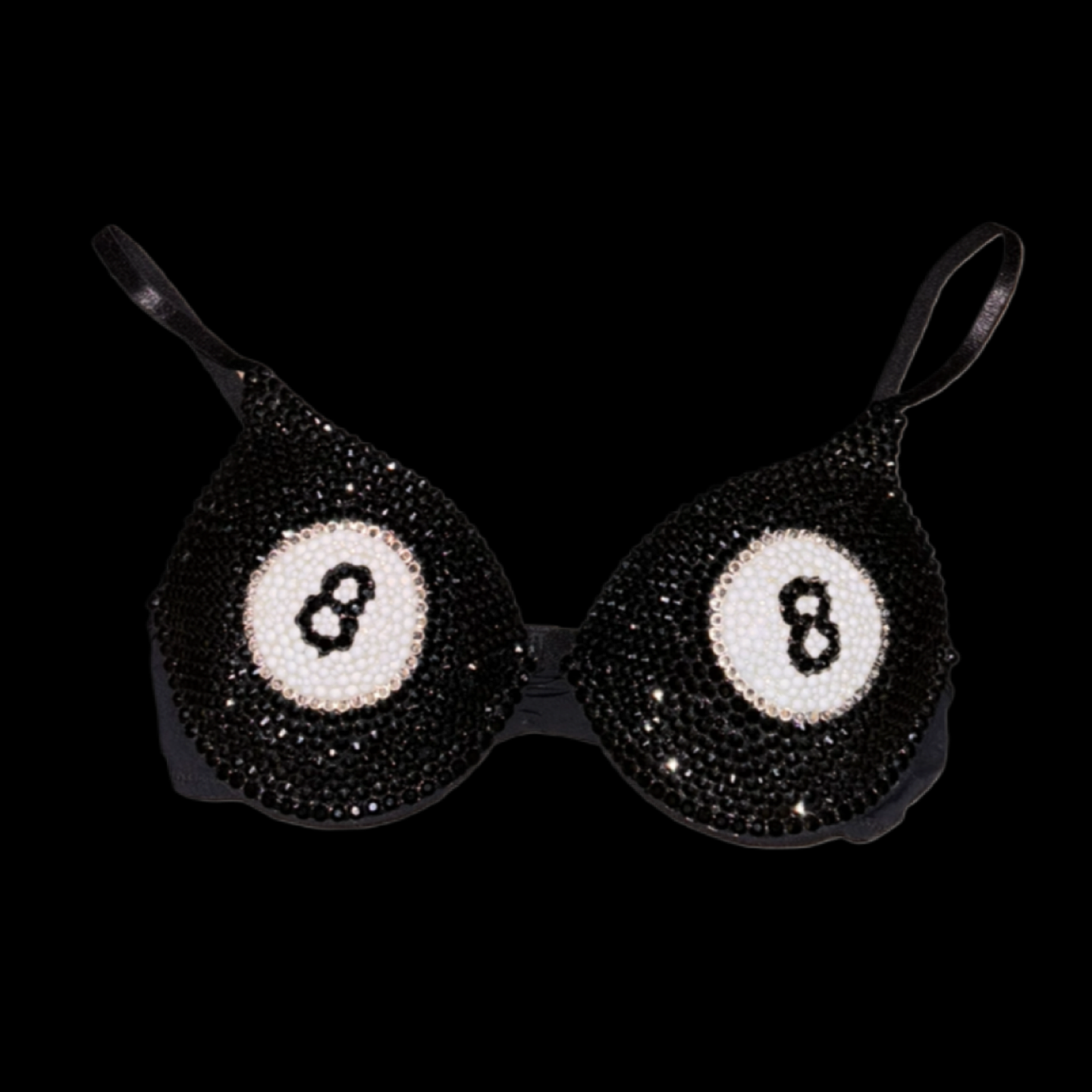 Magic 8 Ball Rhinestone Crystal T-Shirt Bra In Black