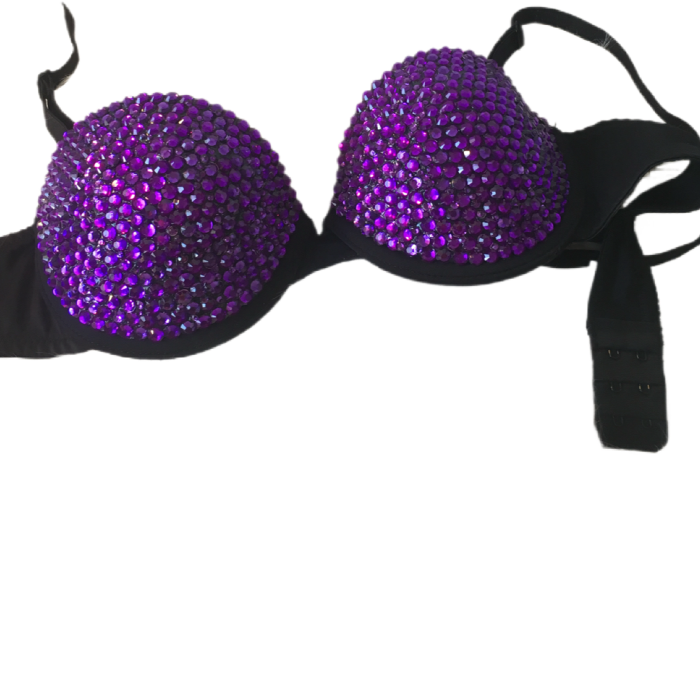 Cadbury Purple Flame Crystal Rhinestone Strapless Bra In Black