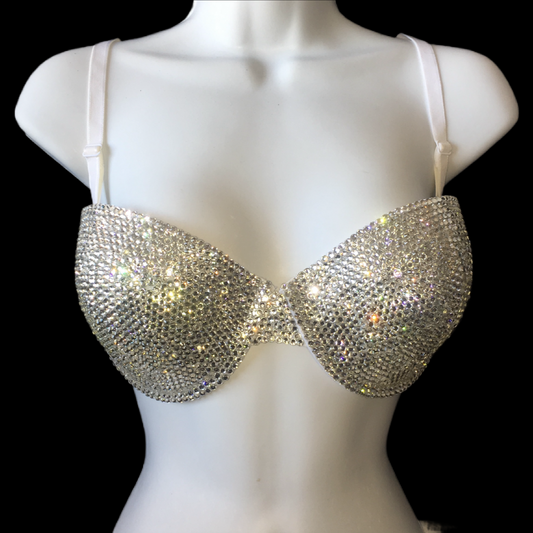 Luxe Crystal Diamond Strapless Bra In White