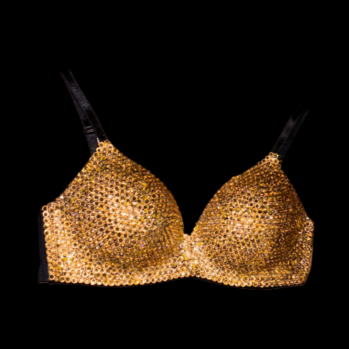 Champagne Crystal Diamond Wireless Bra In Black