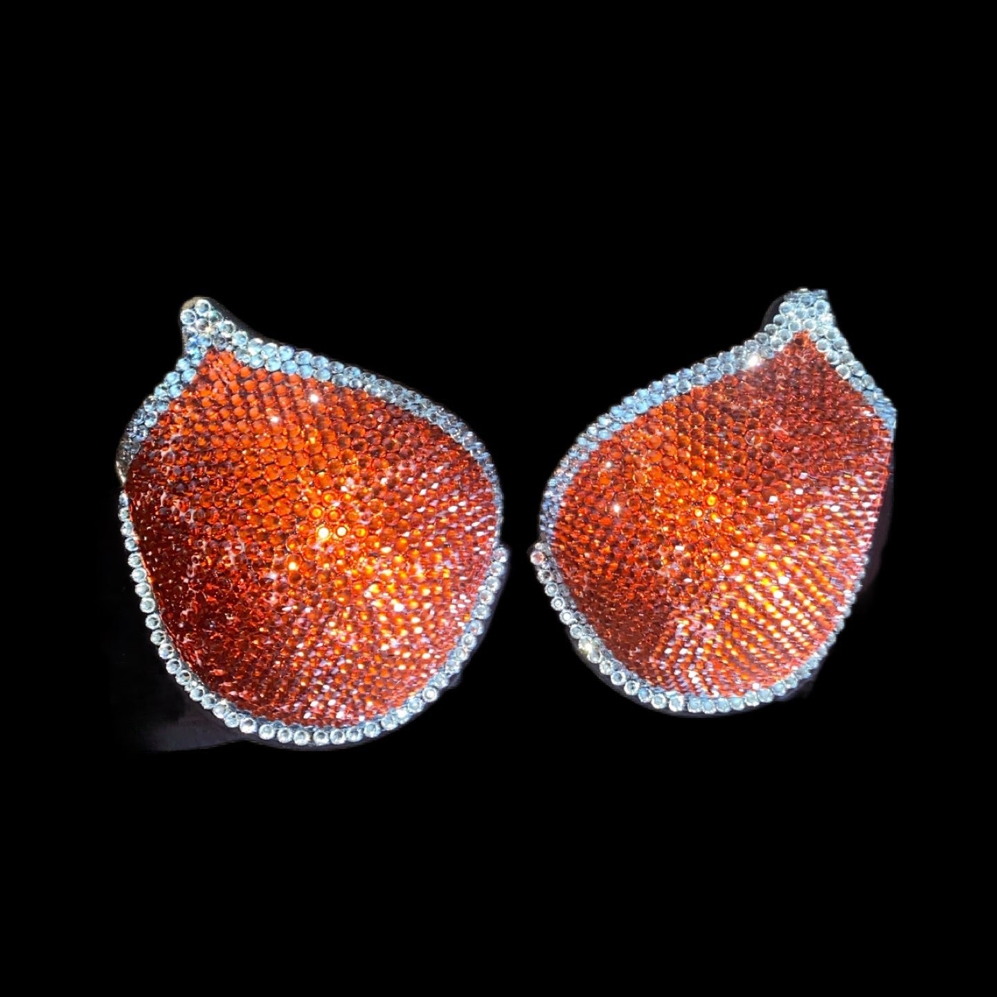 Orange & Crystal Diamond T-Shirt Bra In Black