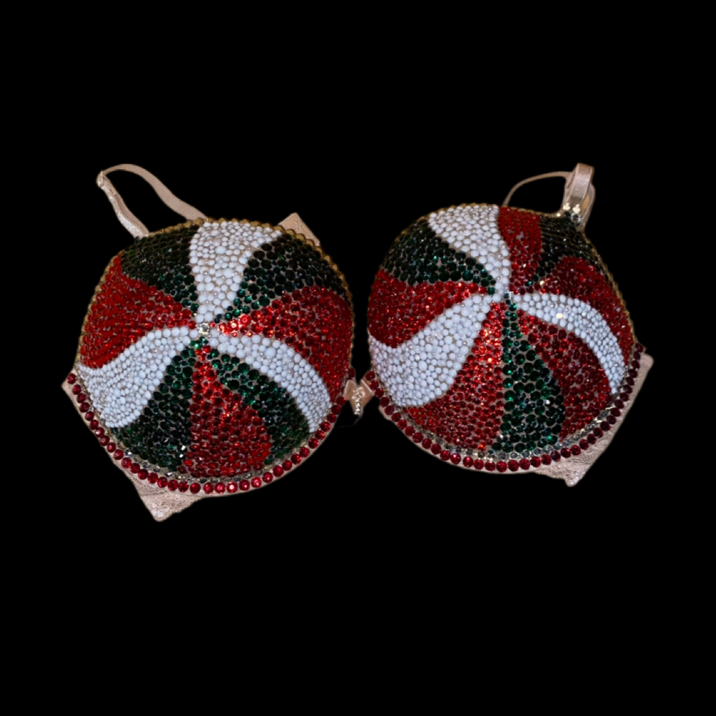 Candy Cane Rhinestone Crystal T-Shirt Bra In Nude