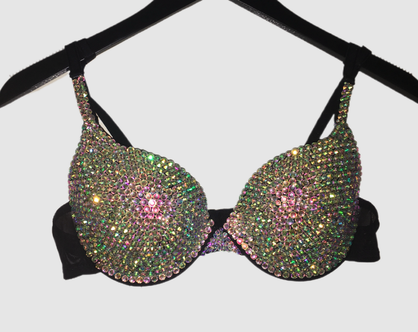 Crystal AB Iridescent T-Shirt Bra In Black