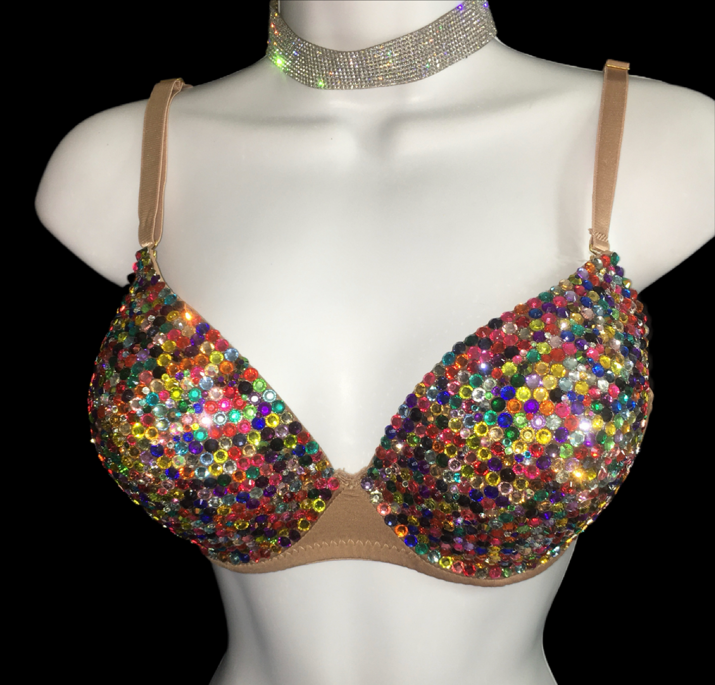 MultiColour Crystal T-Shirt Bra In Nude