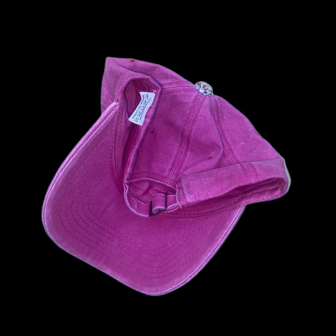 Luxe Crystal Bad Hair Day Dark Pink Baseball Hat