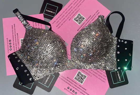 Luxe Crystal Diamond Wireless Bra In Black