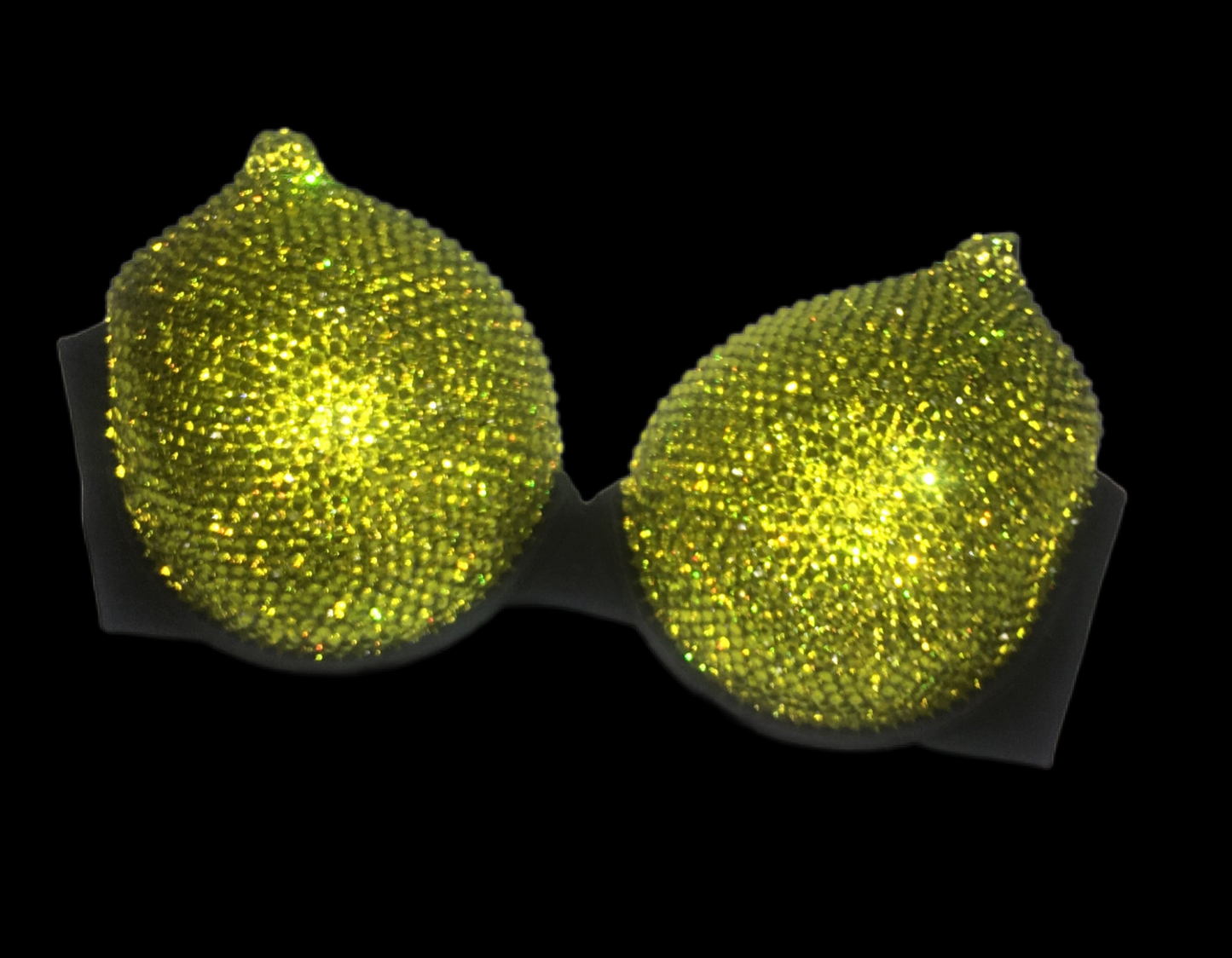 Yellow Crystal Rhinestone T-Shirt Bra In Black