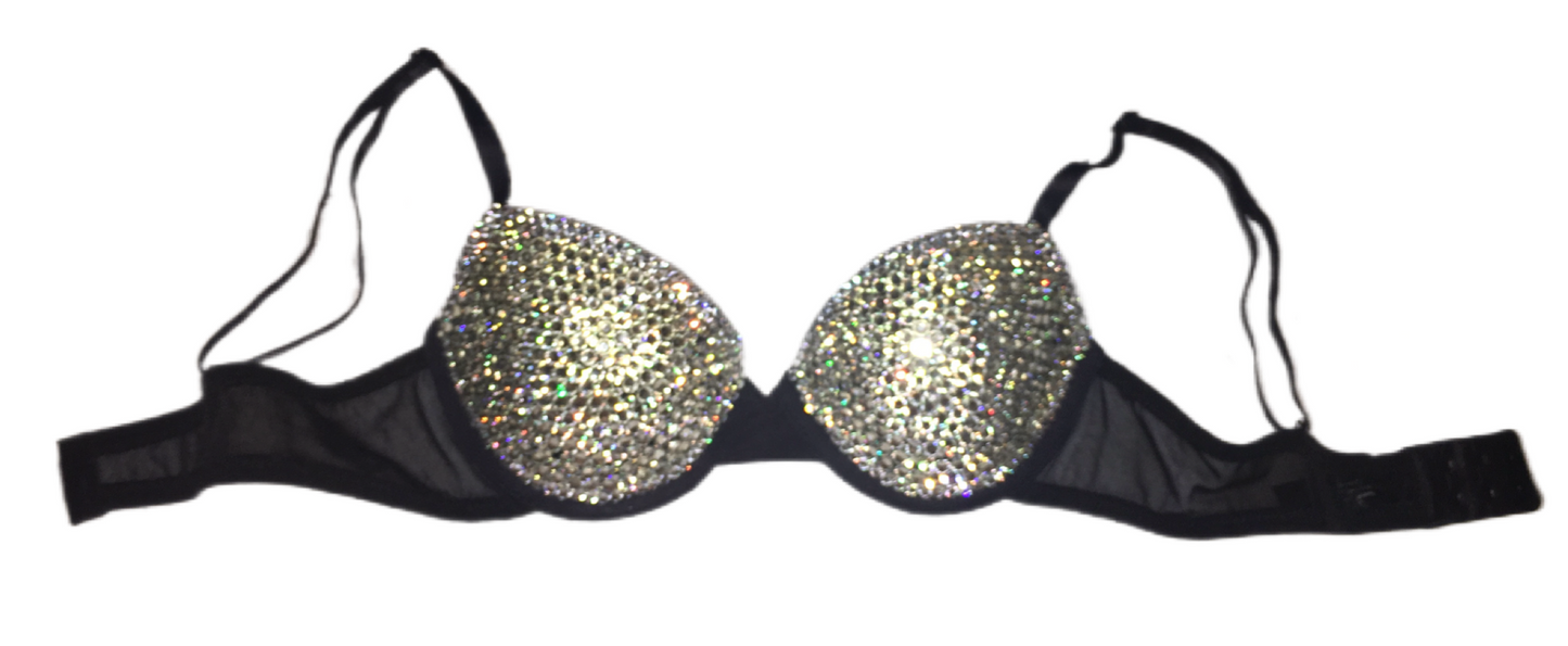 Diamond Crystal T-Shirt Bra In Black