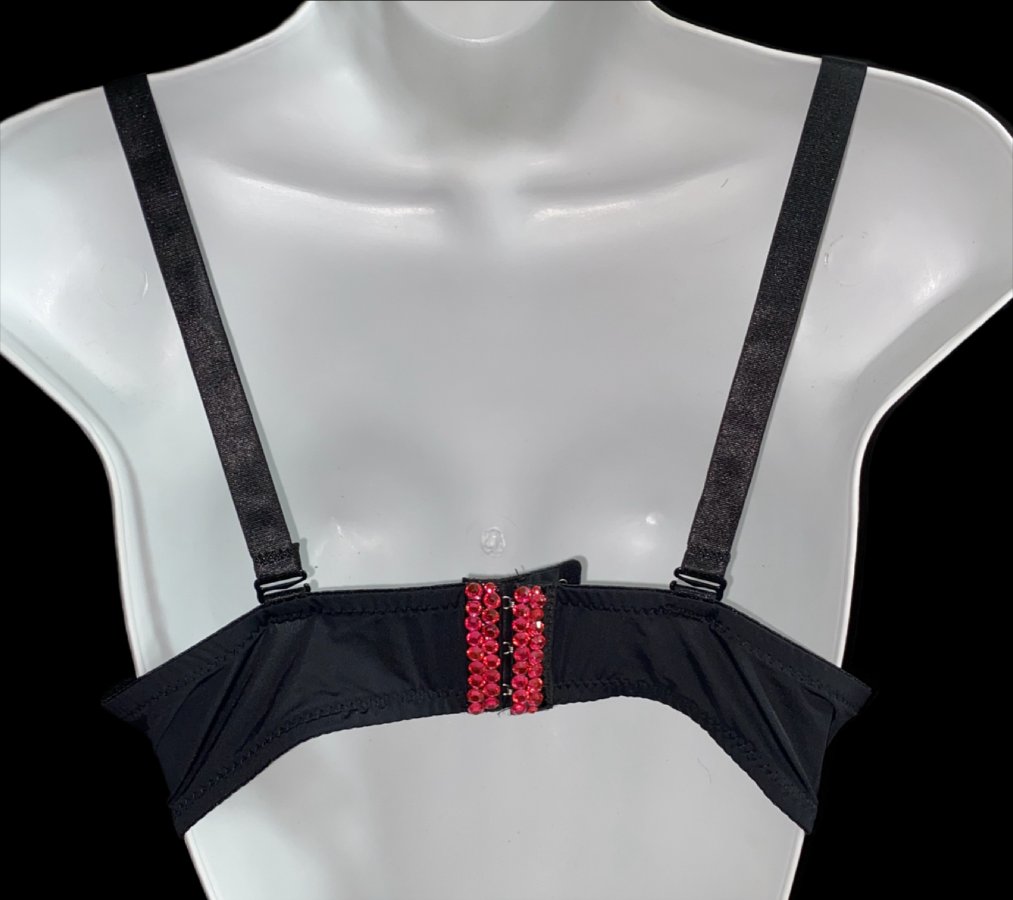 Pink Mix Rhinestone Crystal Pin Stripe T-Shirt Bra In Black