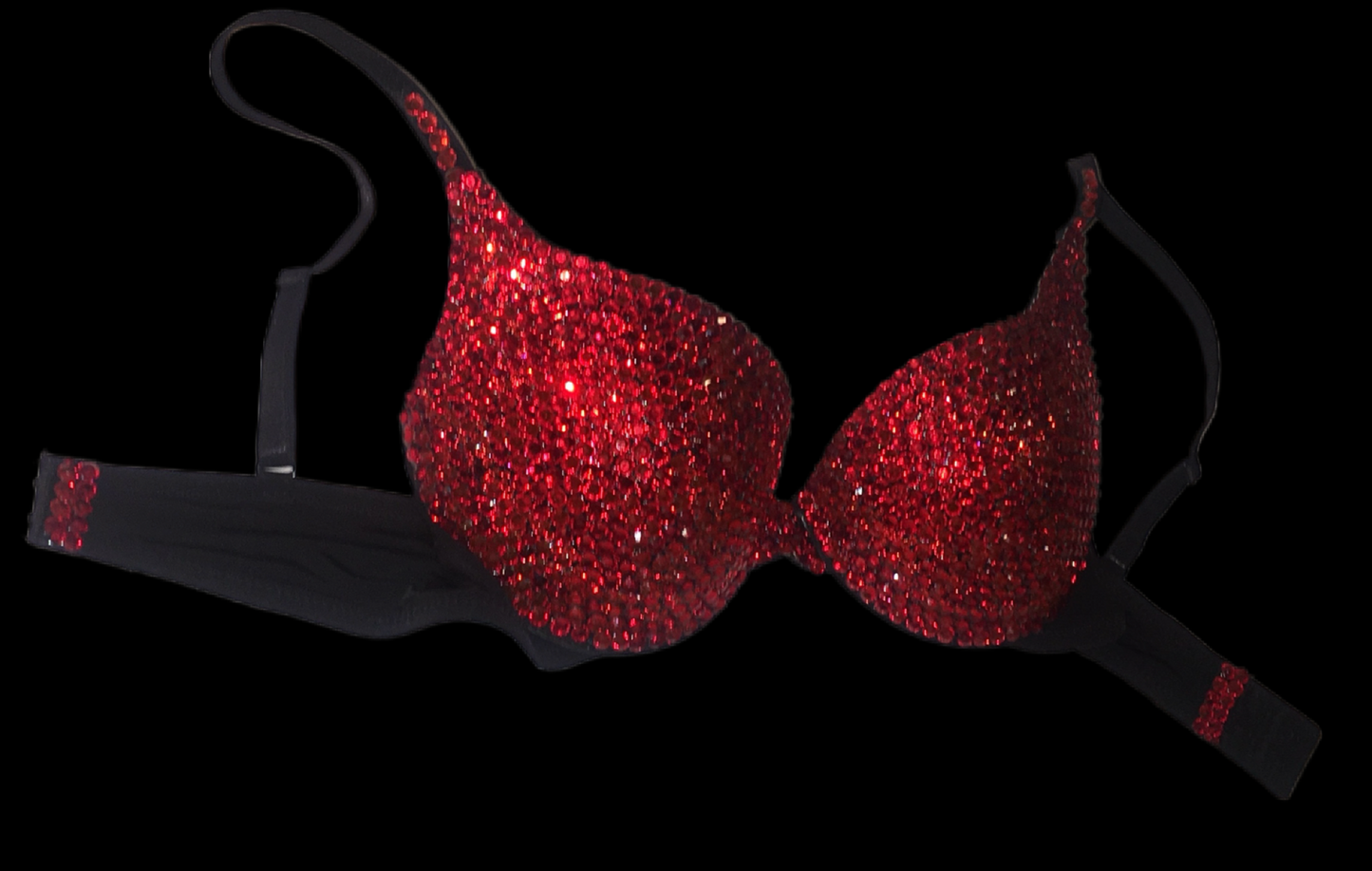Siam Red Rhinestone Crystal T-Shirt Bra In Black
