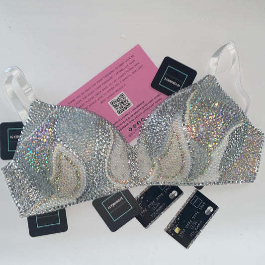 Crystal AB Opal & Pearls Diamond Strapless Wireless In White