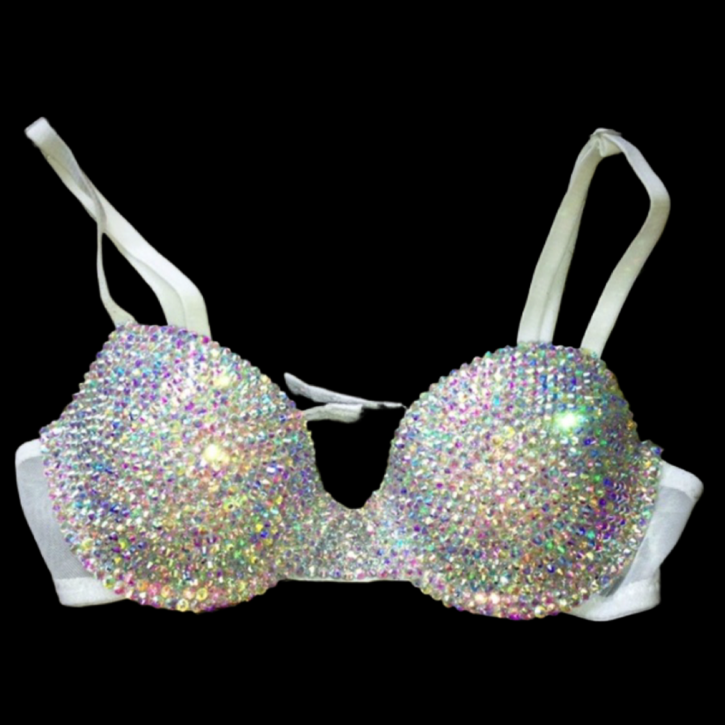 Luxe Crystal AB Iridescent T-Shirt Bra In White