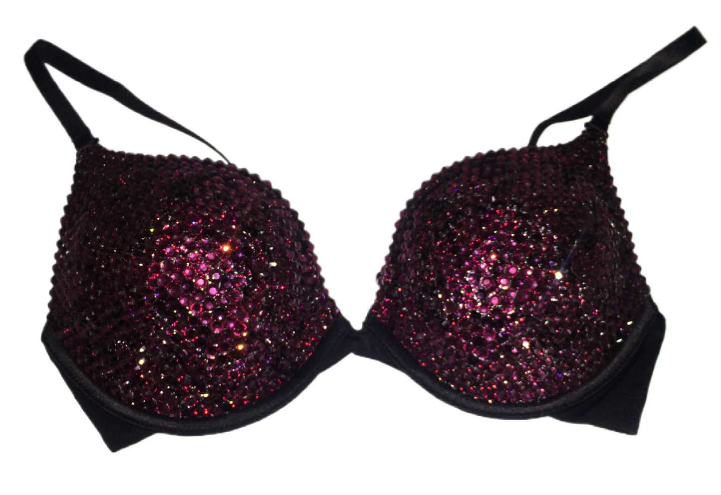 Amethyst Purple Luxe Crystal  T-Shirt Bra In Black