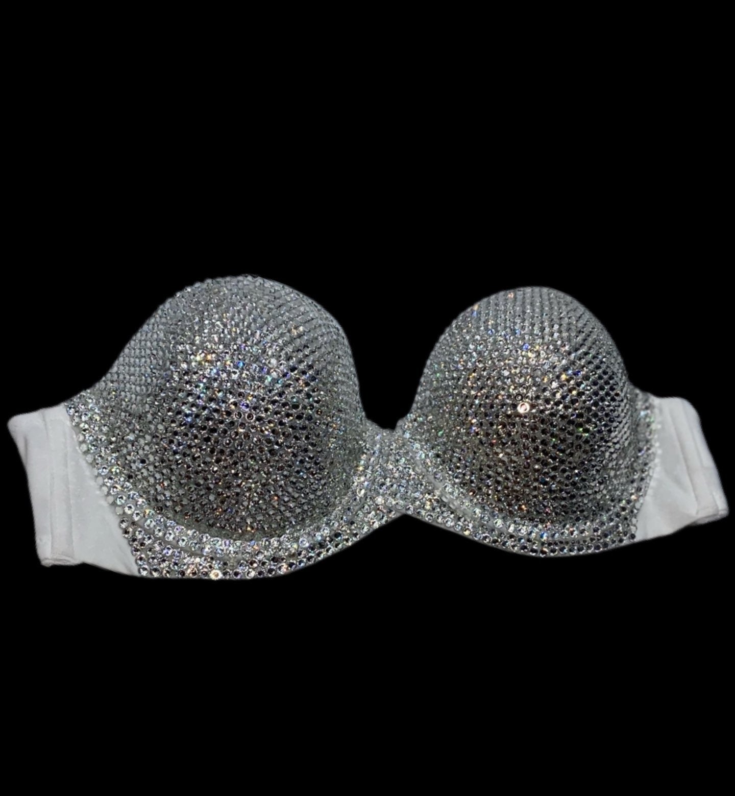 Luxe Crystal Diamond Strapless Bralet In White