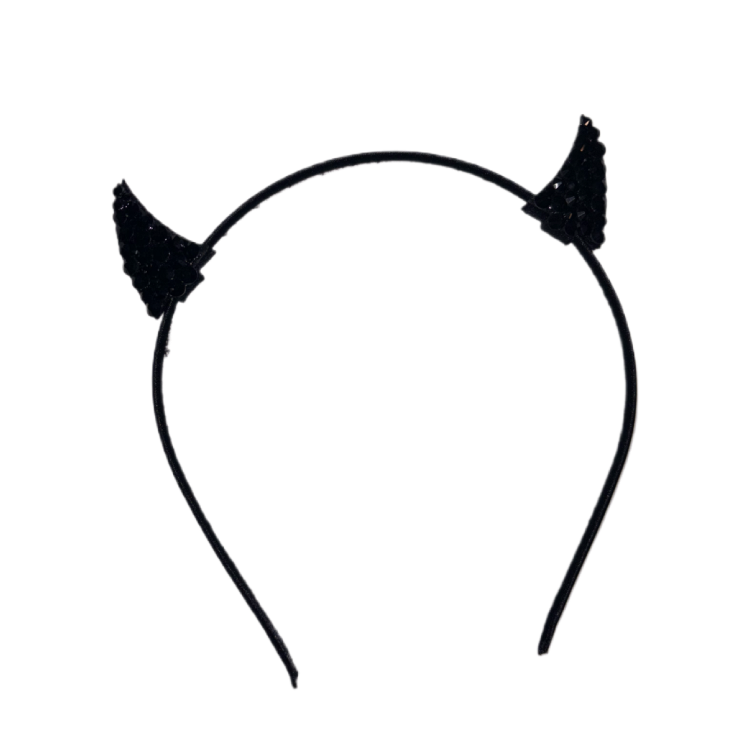 Mini Bling Devil Horn Ears In Jet Black