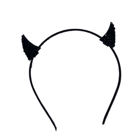 Mini Bling Devil Horn Ears In Jet Black