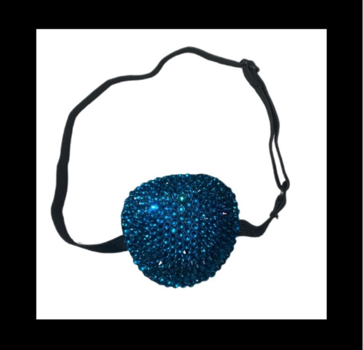 Teal Blue Zircon Padded Adjustable Crystal Eye Patch