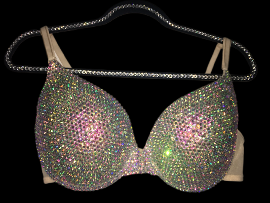 Crystal AB Iridescent T-Shirt Bra In Nude