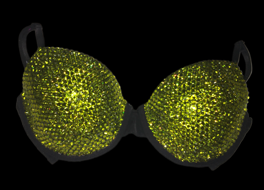 Olive Green Crystal Rhinestone T-Shirt Bra In Black