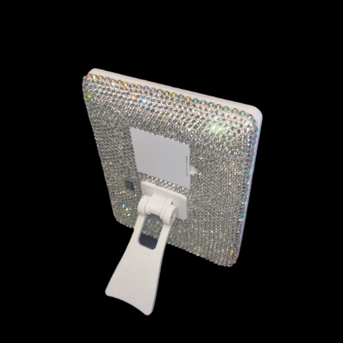 White Full Crystal & Crystal AB Iridescent Bling LED Mirror