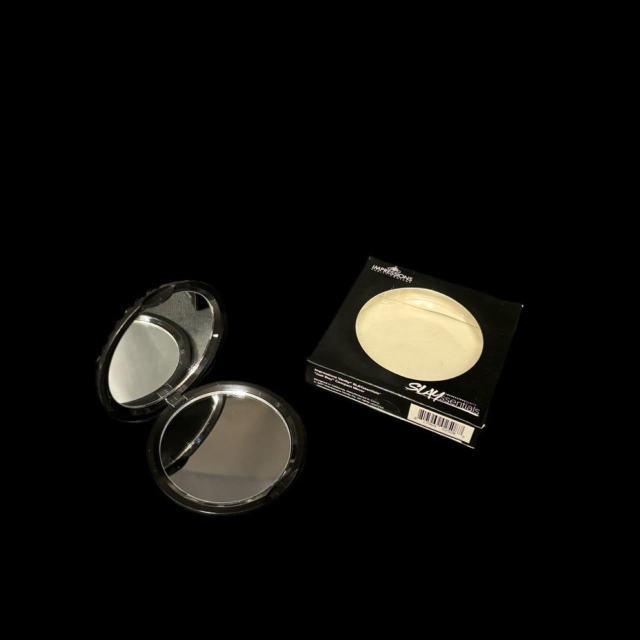 Black And Gold Luxe Crystal Bling Compact Mirror