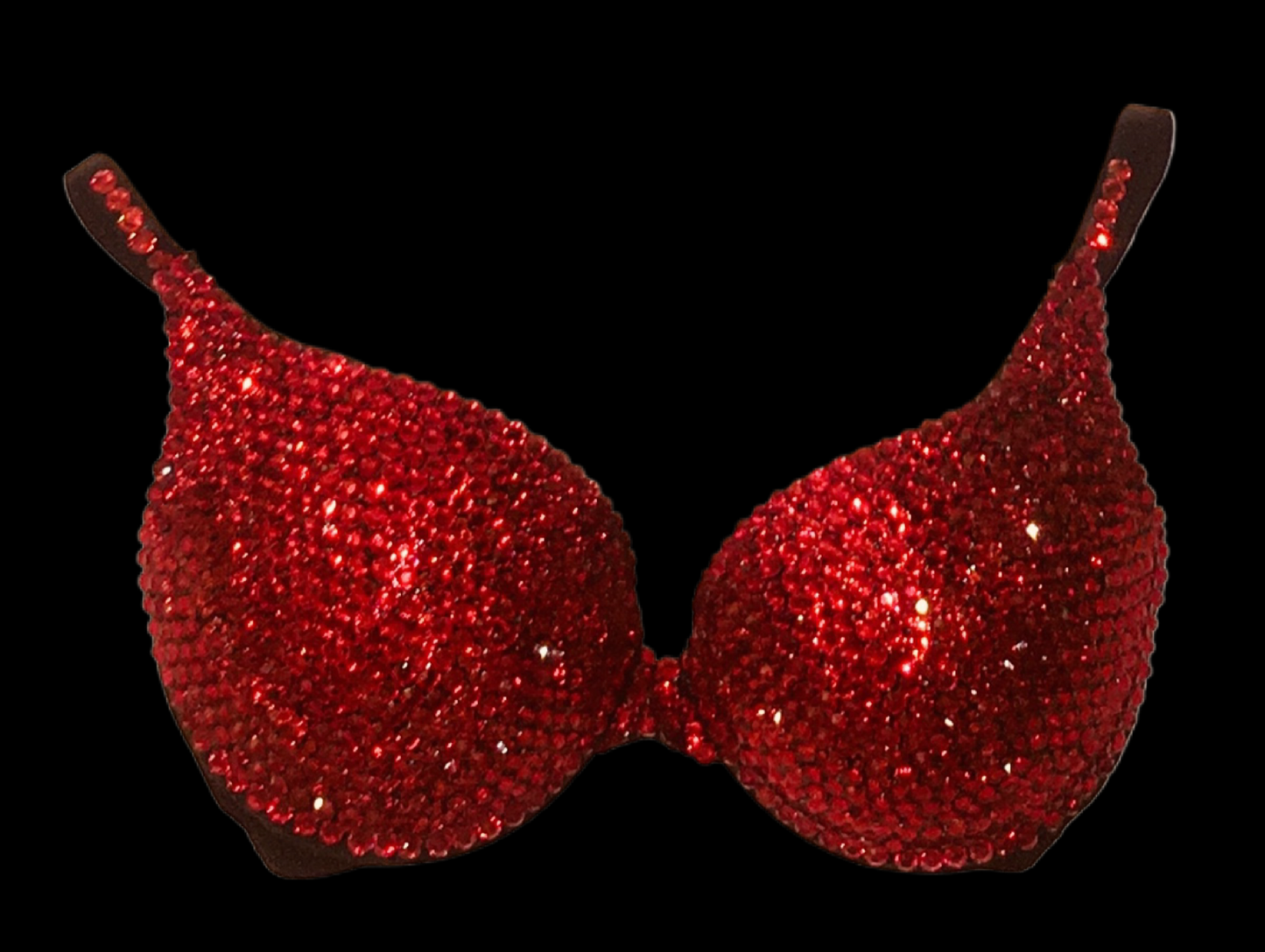 Siam Red Rhinestone Crystal T-Shirt Bra In Black