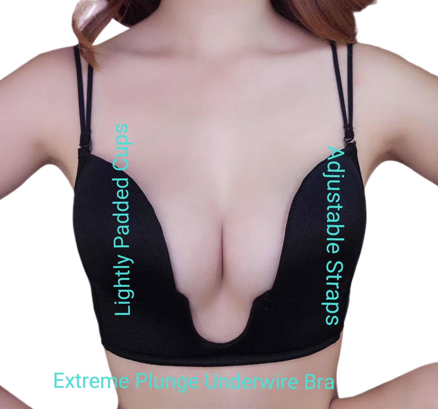 Daisy & Diamonds Wireless V-Plunge Bra In Black