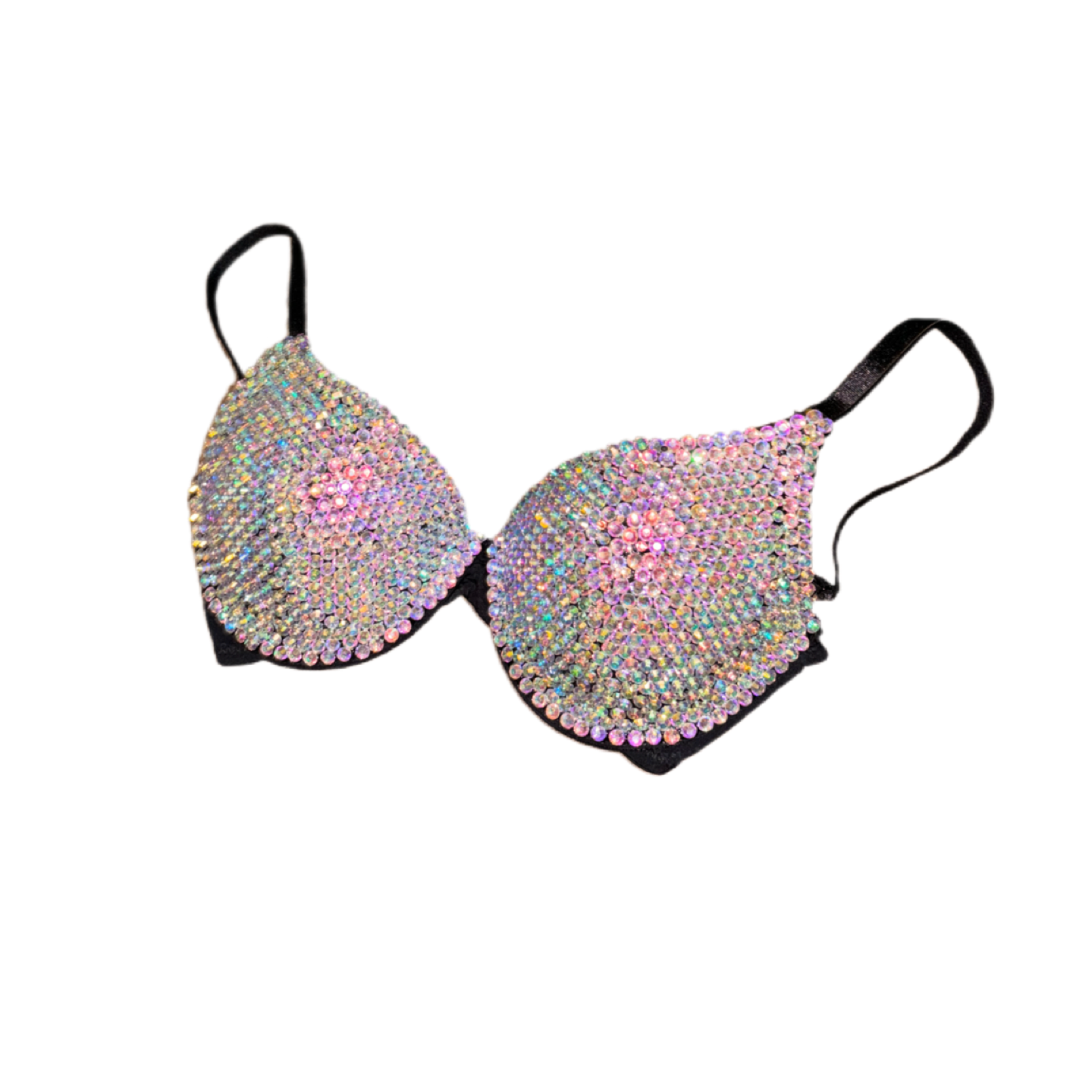 Crystal AB Iridescent T-Shirt Bra In Black