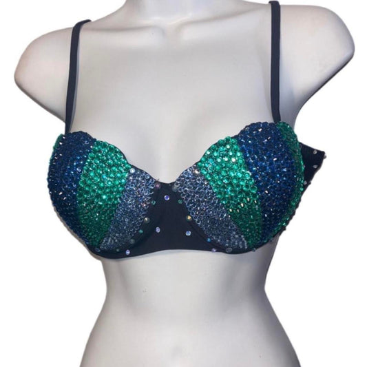 Mermaid Shell Bra In Blue Size M