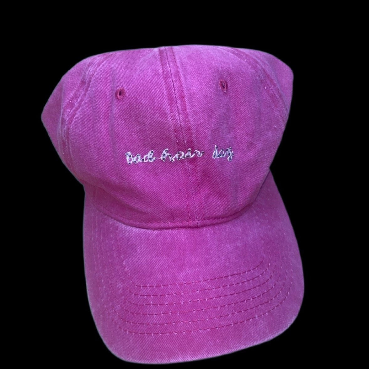 Luxe Crystal Bad Hair Day Dark Pink Baseball Hat