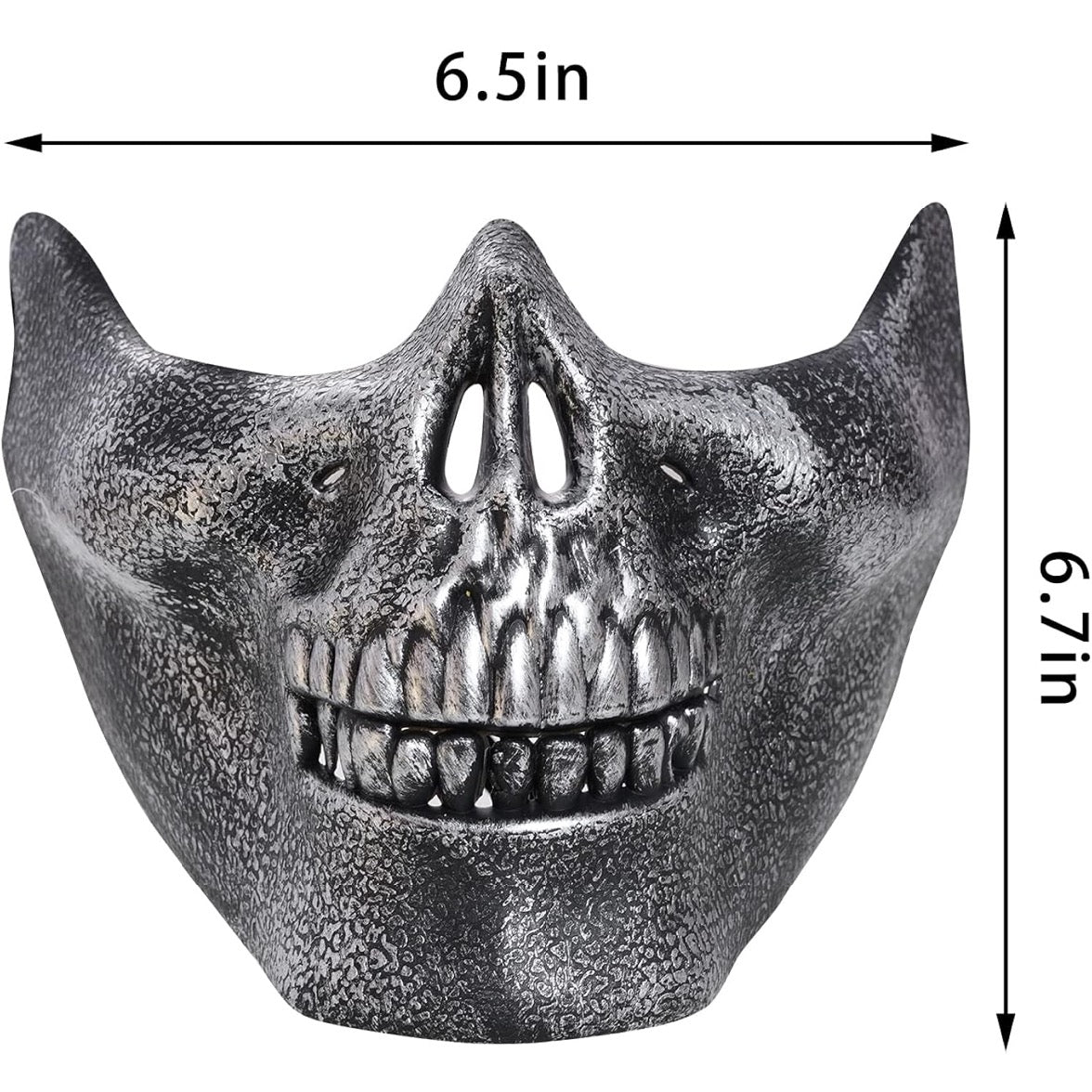 Black Half Skull Mask With Platinum Silver Crystal Grillz