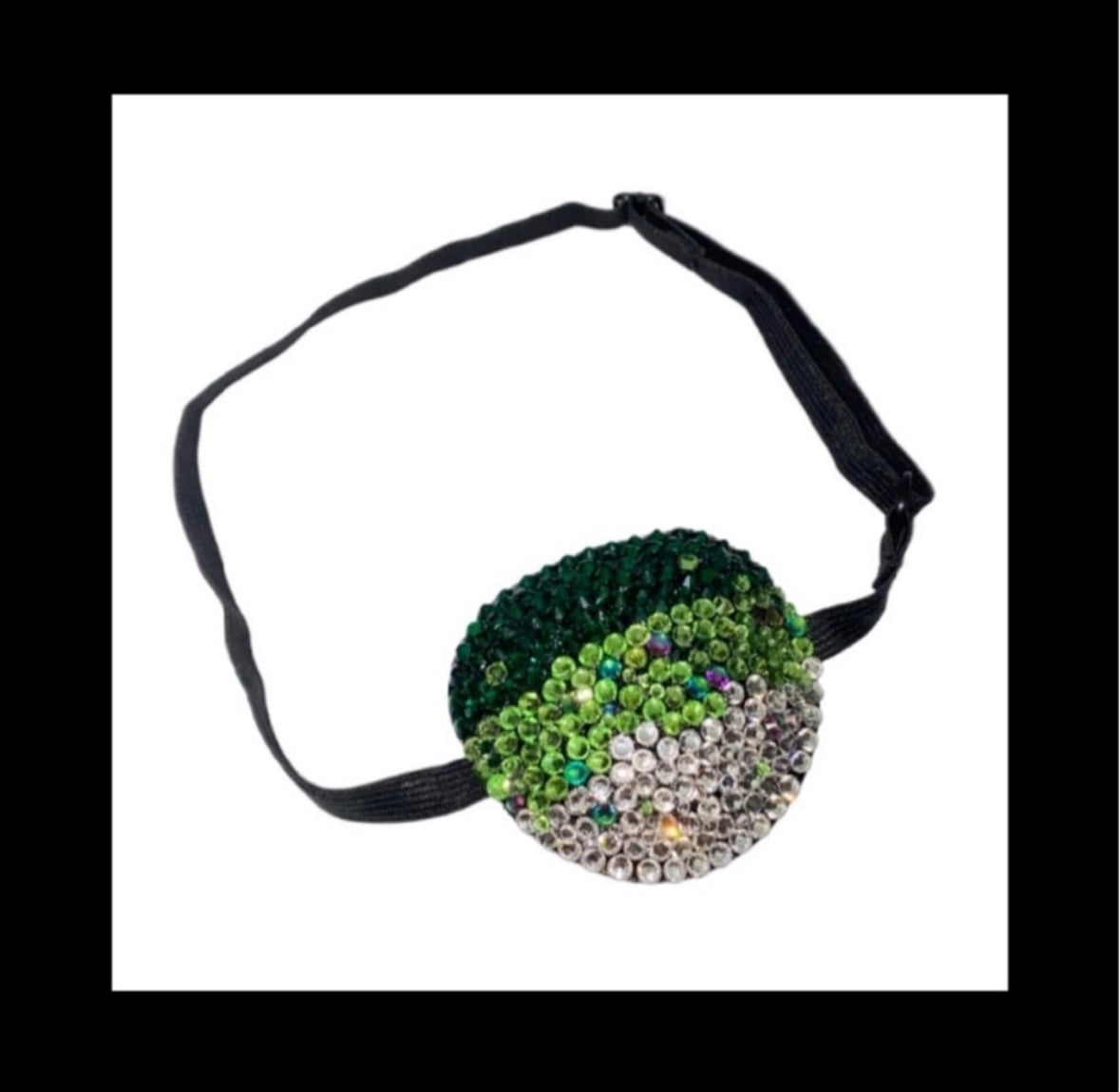 Green Ombre Mix Crystal Diamond Padded Adjustable Crystal Eye Patch