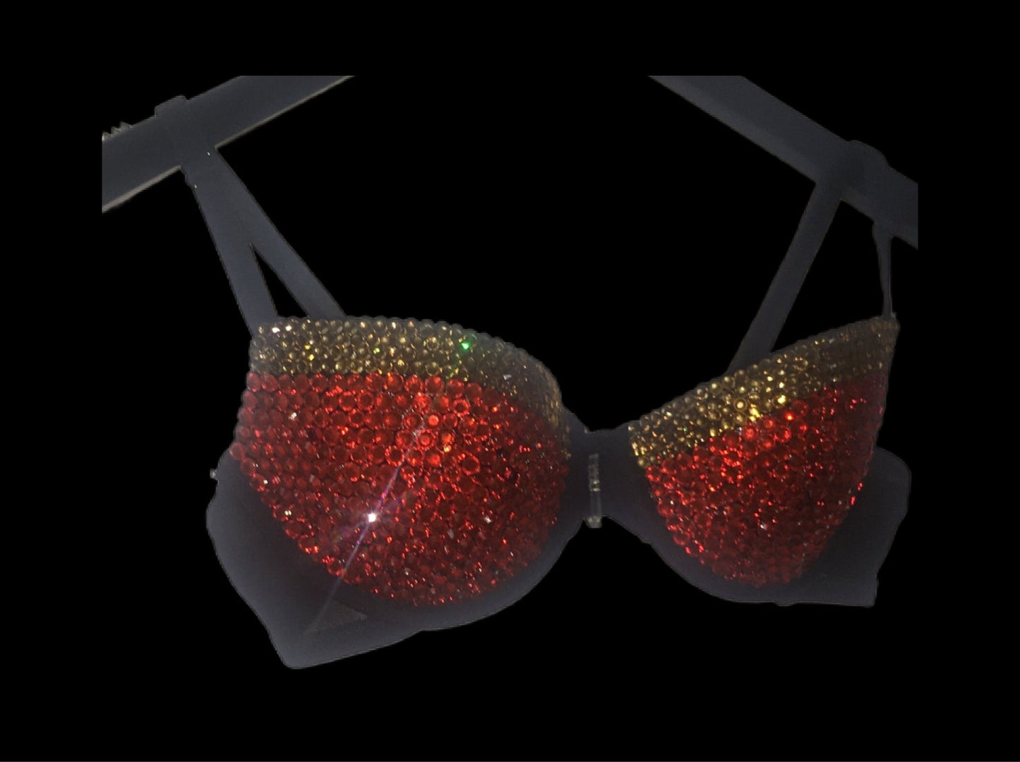 Orange & Gold Crystal T-Shirt Bra In Black