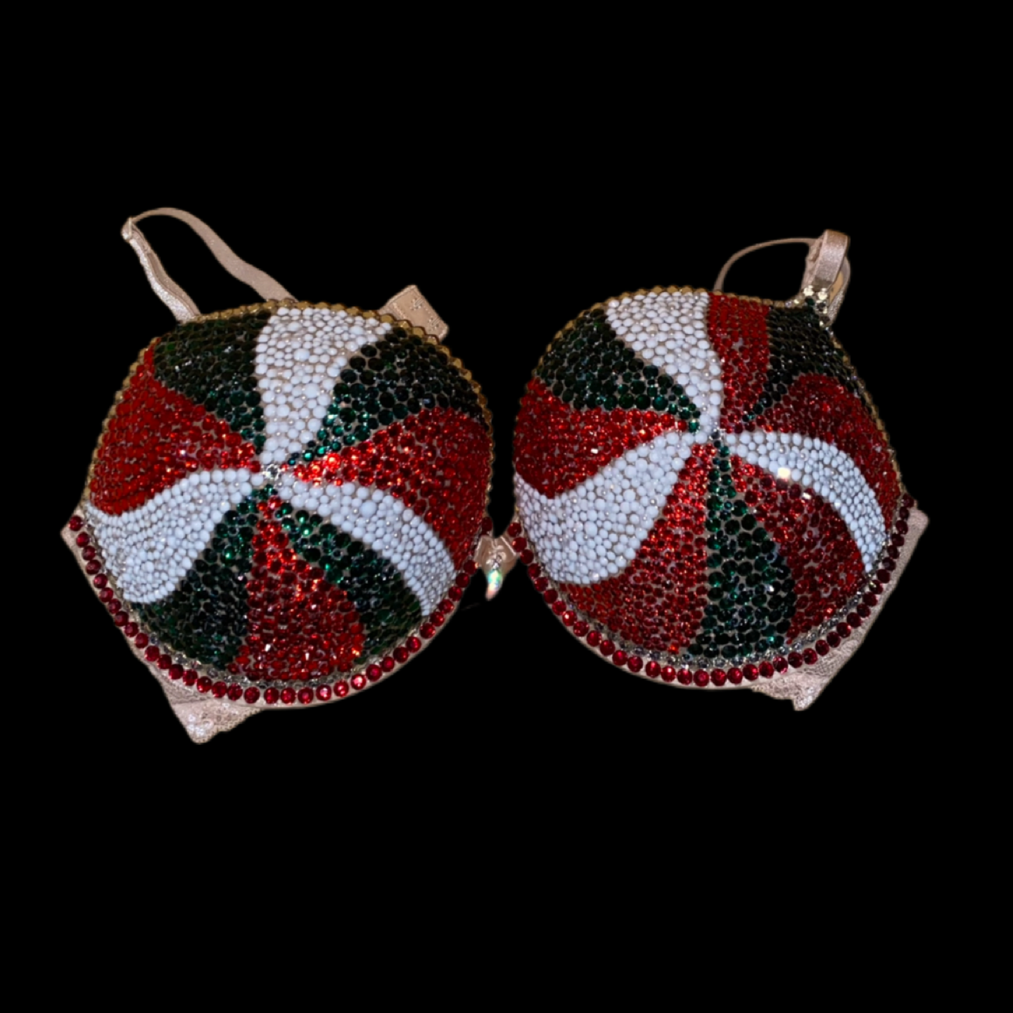 Candy Cane Rhinestone Crystal T-Shirt Bra In Nude