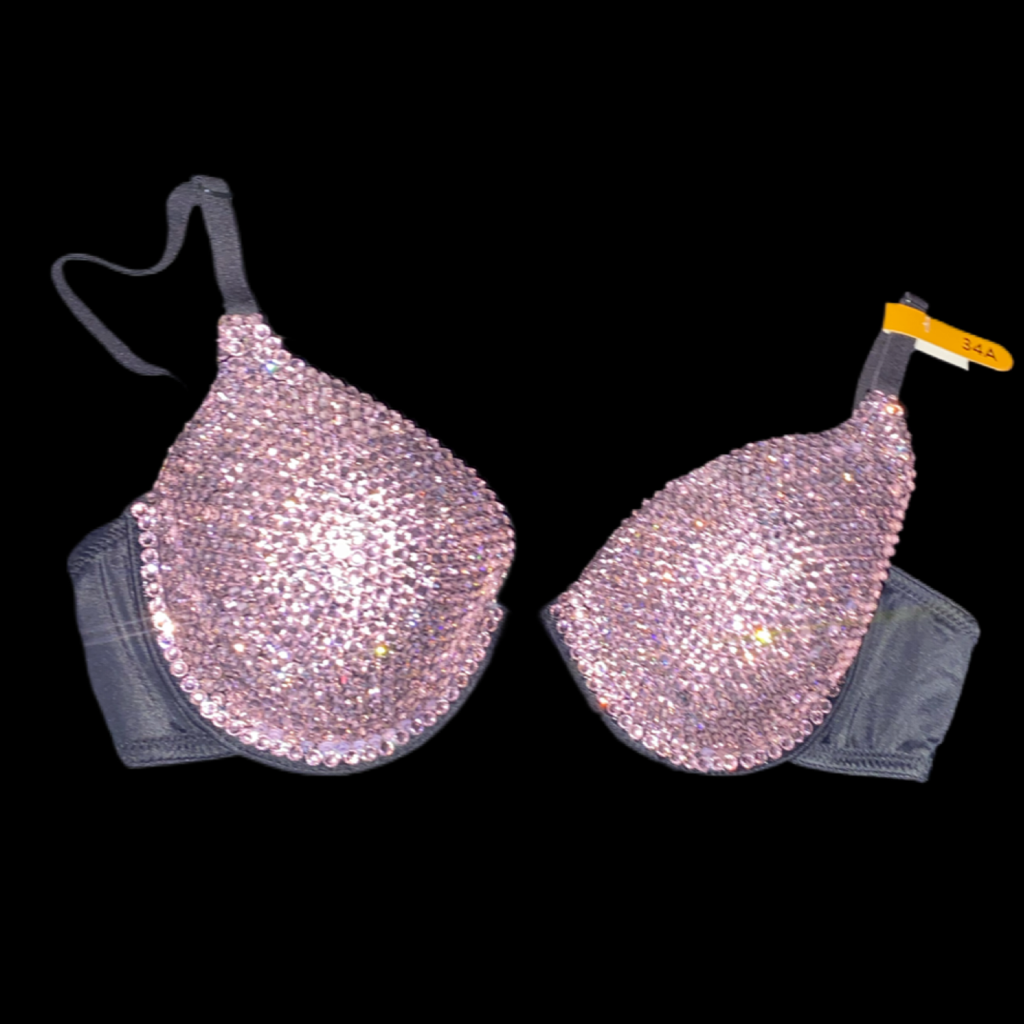 Light Rose Pink Luxe Crystal T-Shirt Bra In Black