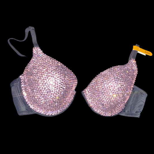 Light Rose Pink Luxe Crystal T-Shirt Bra In Black