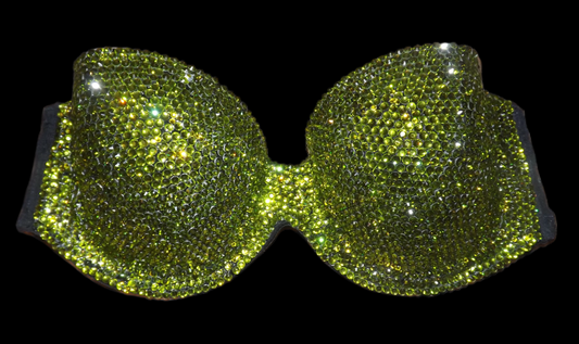 Olive Green Luxe Crystal Strapless Bralet In Black