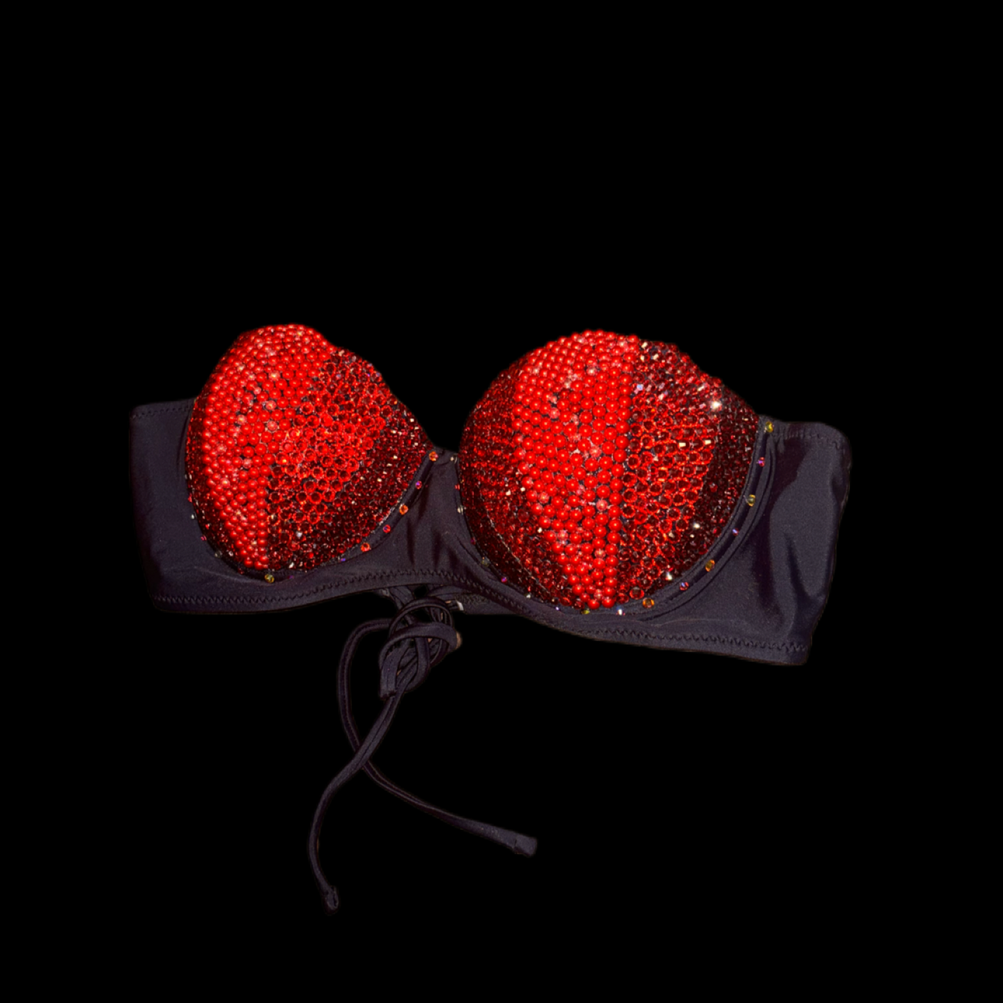 Mermaid Shell Bra In Black & Red Mix Size L