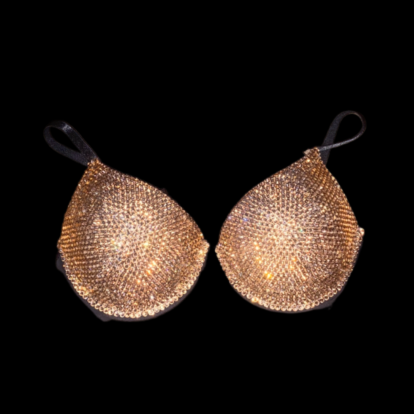 Champagne Gold Luxe Crystal T-Shirt Bra In Black
