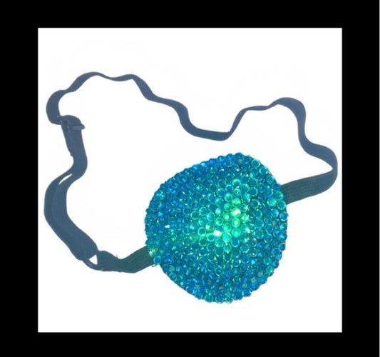 Aquamarine AB Blue Padded Adjustable Crystal Eye Patch