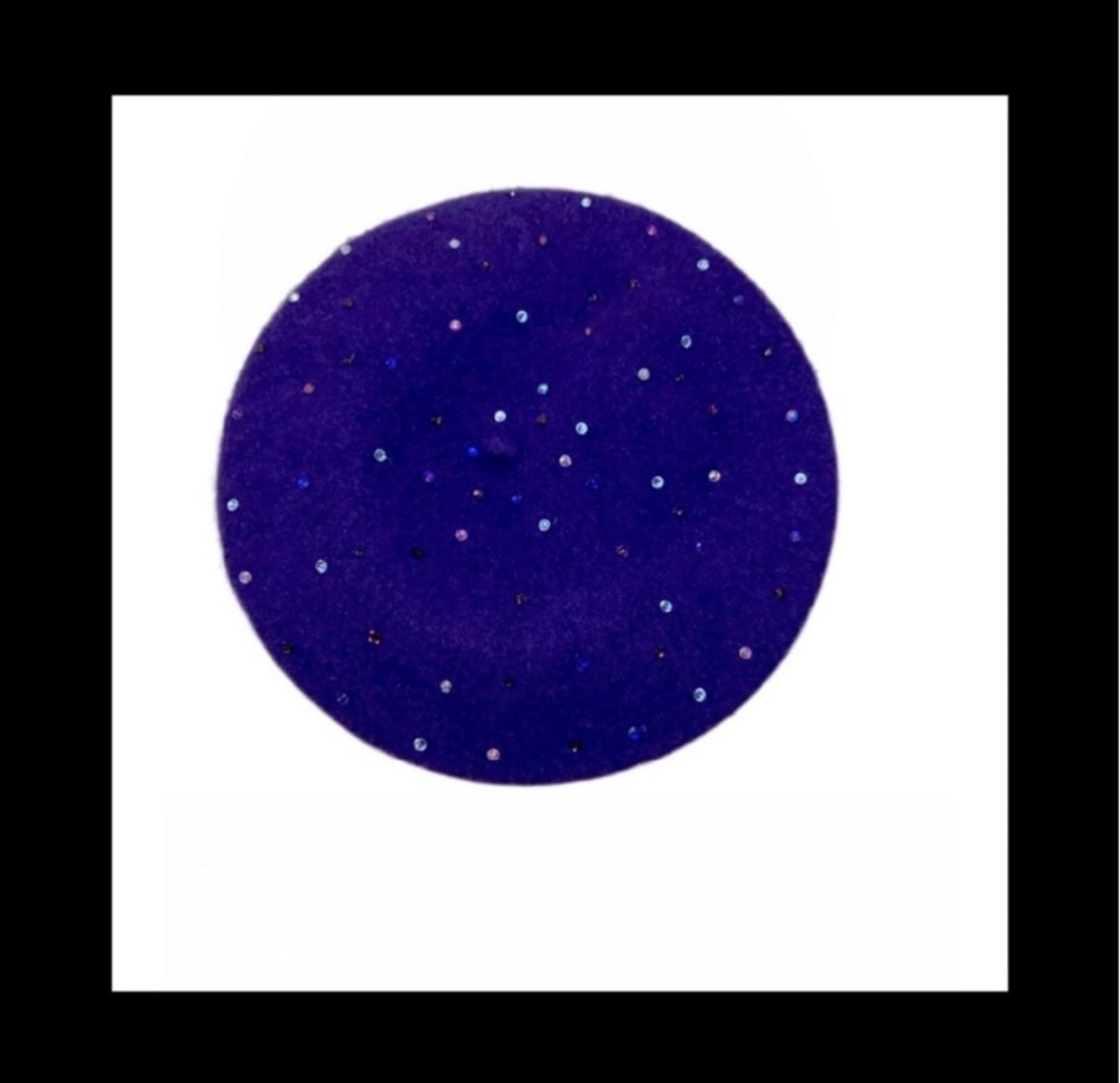 Beret Hat In Purple With Purple Tones Luxe Crystals