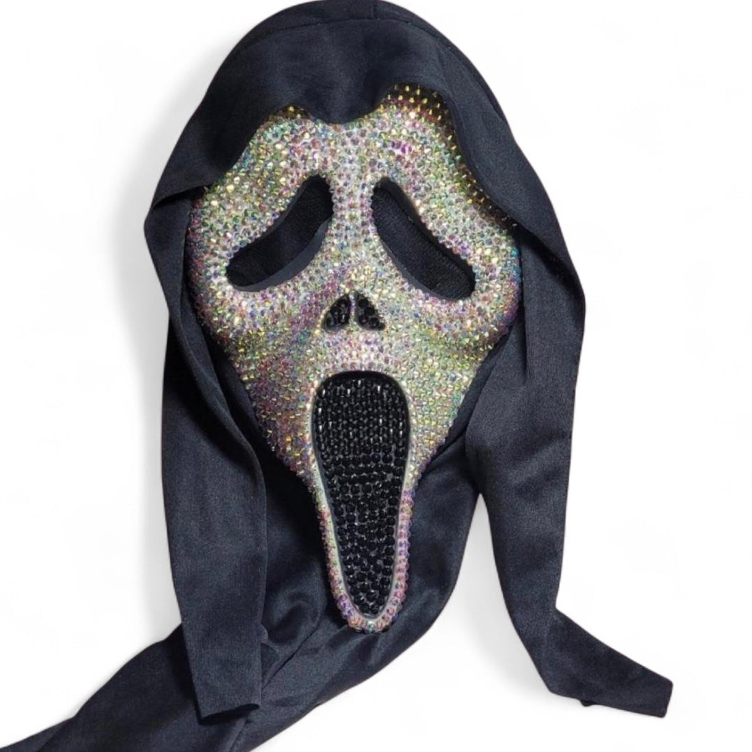 Ghost Face Diamond Crystal AB Iridescent Mask